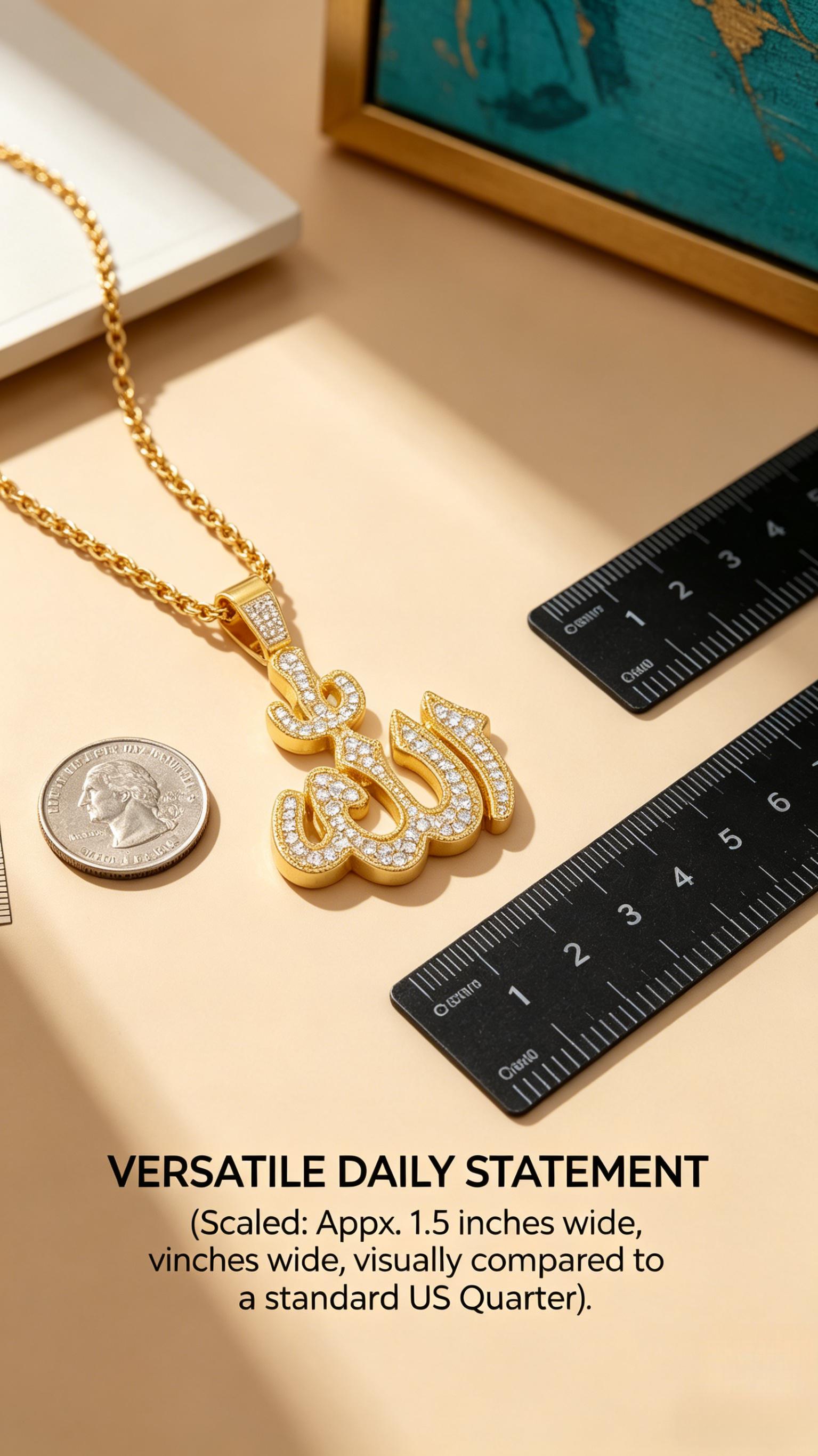 Dainty Allah Letter Necklace, Gold Tone, Versatile for Any Outfit Dainty Allah Letter Necklace, Gold Tone, Versatile for Any Outfit