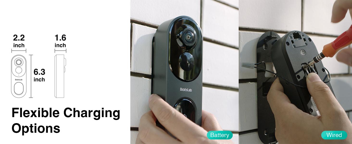 Botslab 5/3MP Doorbell Camera Wireless, 360° Panoramic View, No Monthly Fee, 1:1 Head to Toe, 5MP Video Doorbell Battery, 2.4GHz Home, doorbell camera