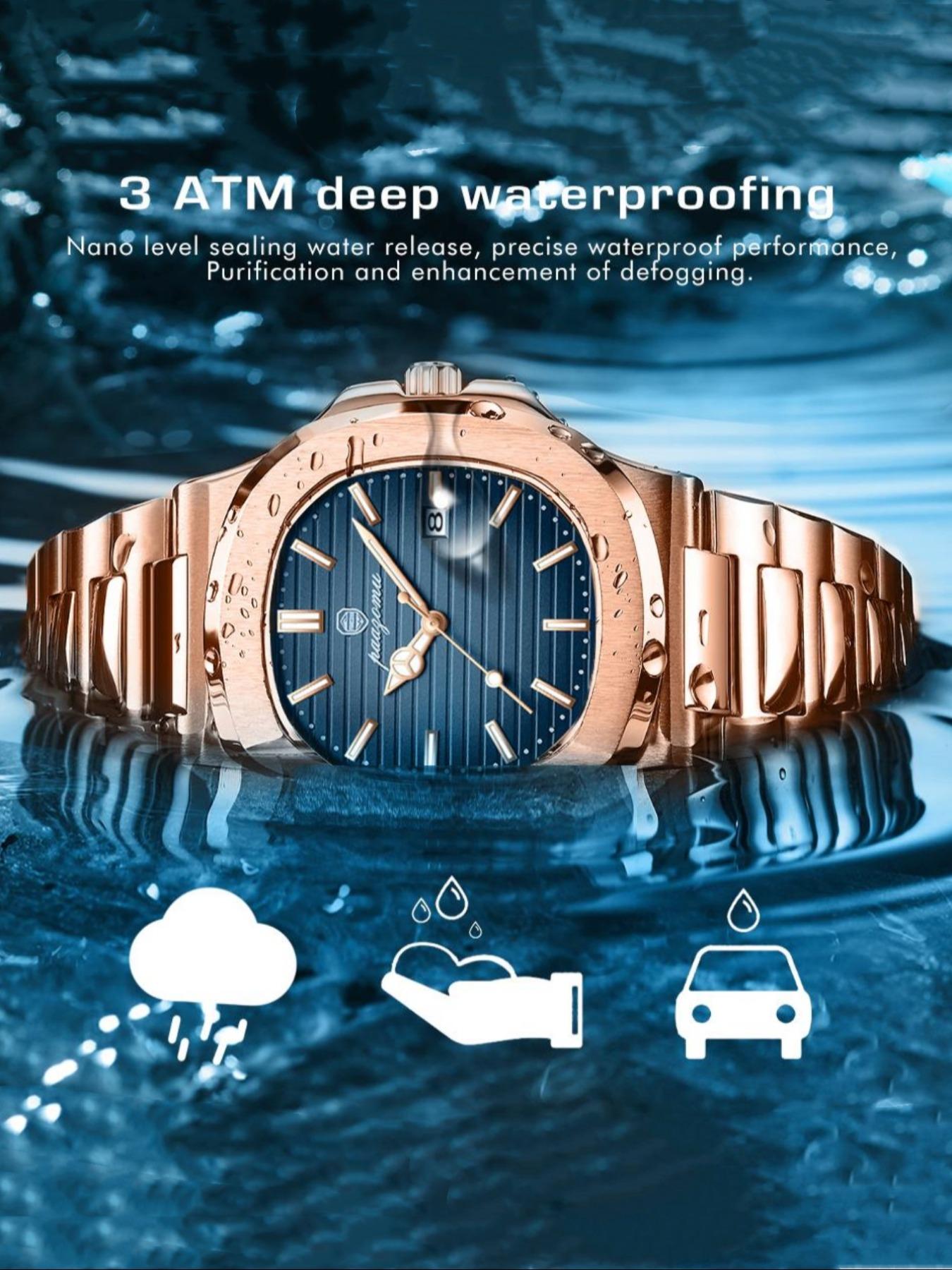 Luxury Men's Elegant Square Dial Luminous Waterproof Stainless Steel Watch with Calendar, High-Quality Quartz Analog Business Watch, Fashion Wristwatch, Stylish Watch, Perfect Gift Luxury Men's Elegant Square Dial Luminous Waterproof Stainless Steel Watch with Calendar, High-Quality Quartz Analog Business Watch, Fashion Wristwatch, Stylish Watch, Perfect Gift