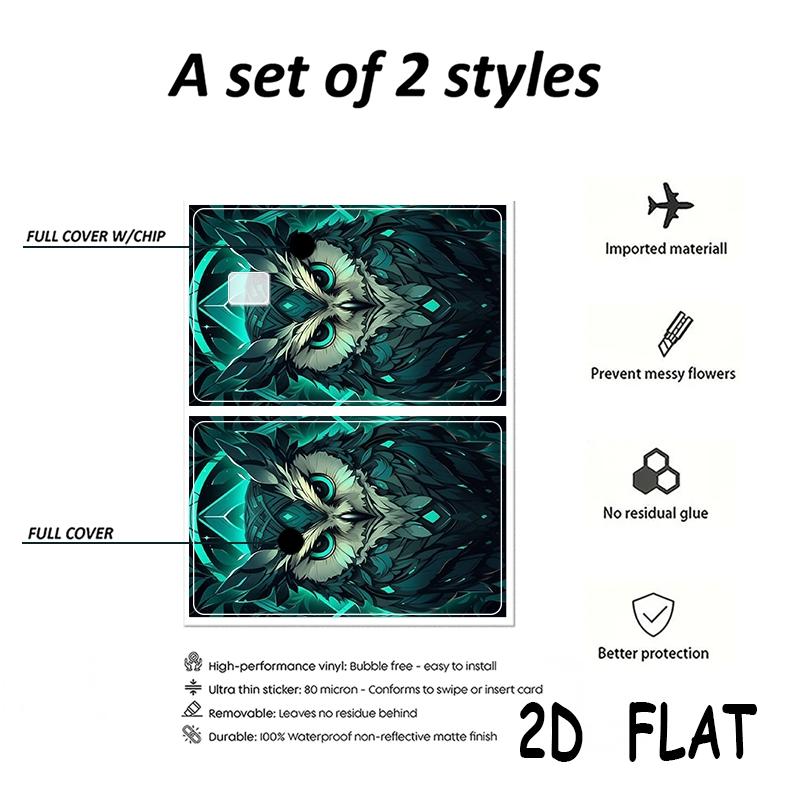 Credit Card Stickers, 2 Pcs/set, Ultra-Thin Waterproof Scratch-Resistant, Customizable Bank Card Stickers, Cartoon Owl Design