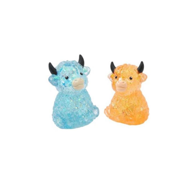1/2/4 PCS Glitter Highland Cow Squishy Fidget Toy Soft Slow Rising Stress Relief Ball Sparkly Squeeze Sensory Toy For Teens Adults Cow Lovers Desk Relaxation Party Favor
