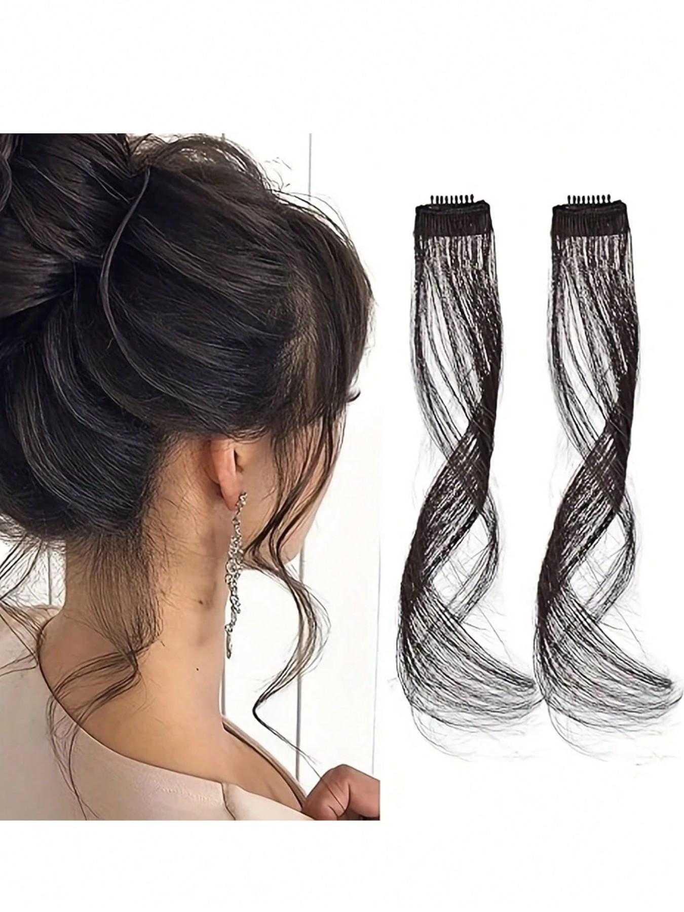 Elegant Body Wave Clip-Invisible Synthetic Dragon Beard Side Bangs ，In Hair Extensions, High Temperature Fiber, Women'S Side Bangs, Christmas Music Festival Hairpiece Temples for Daily Wear, Natural Look for All Hair Types