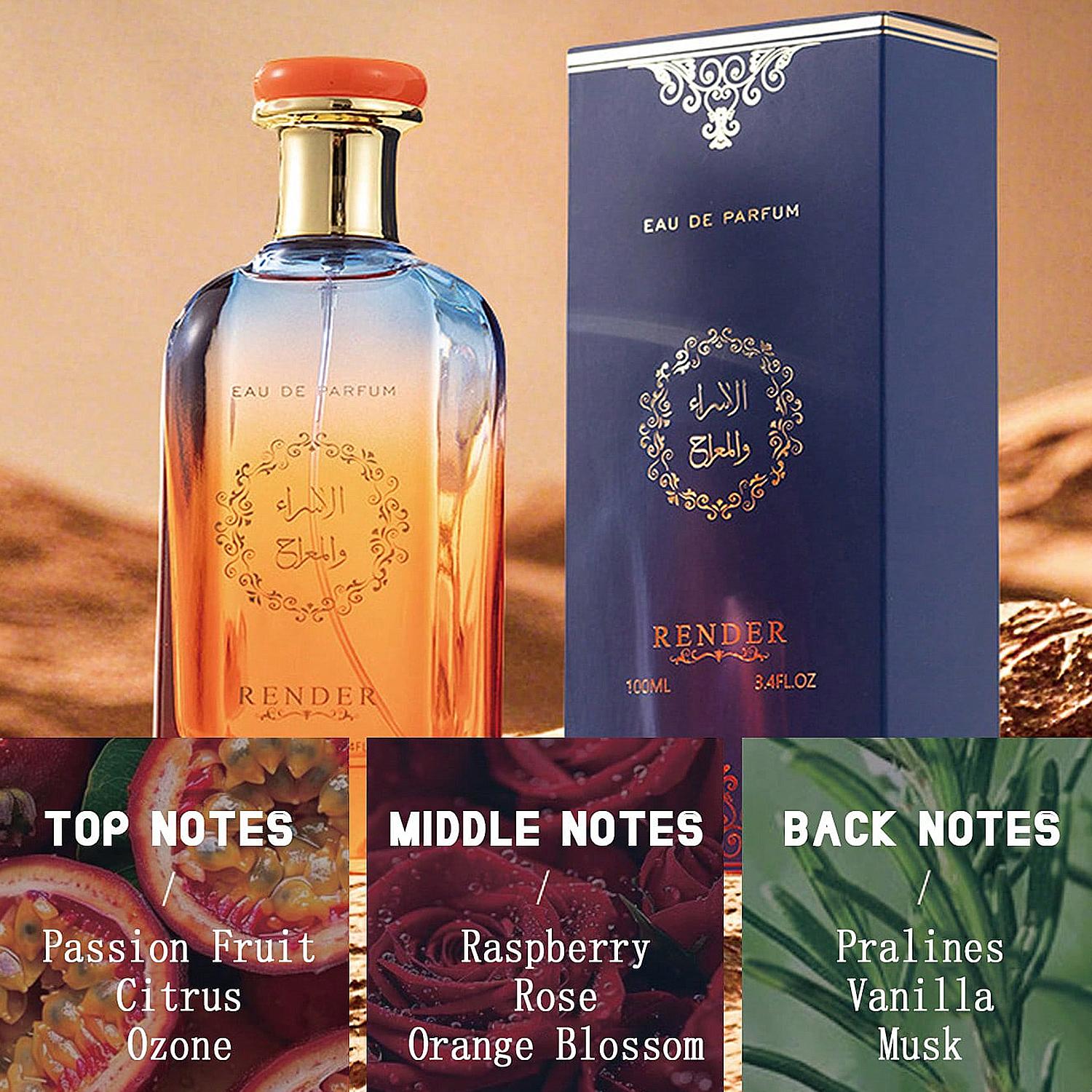 Render Middle Eastern Luxury Perfume Eau de Parfum 100ml Long Lasting Unique Design for Dates & Everyday Occasions Passion Fruit & Raspberry Scent