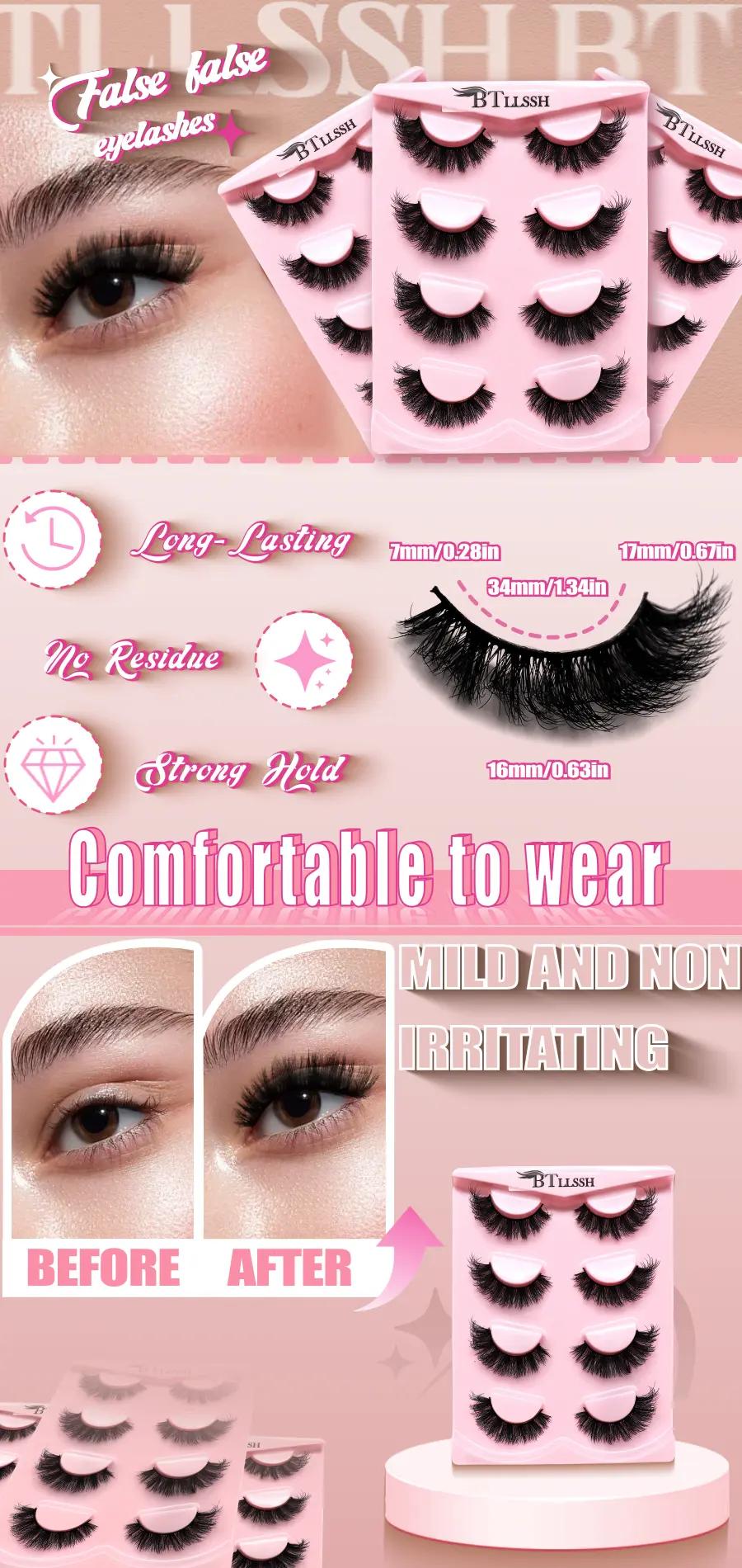 4 Pairs Long-Tail False Eyelashes, Eyelash Extension with Gift Box, Solid Non-Flammable False Lashes Made in Licang District, Qingdao, Shandong