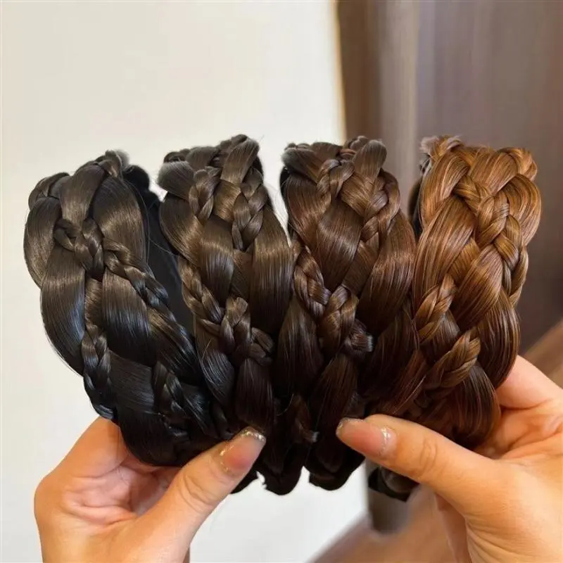 Hand‑Braided Seven‑Strand Braid Headband, Acrylic Woven Hair Hoop, High‑Crown Volume Boost Braided Hair Accessory for Women Daily Hairstyle Decor