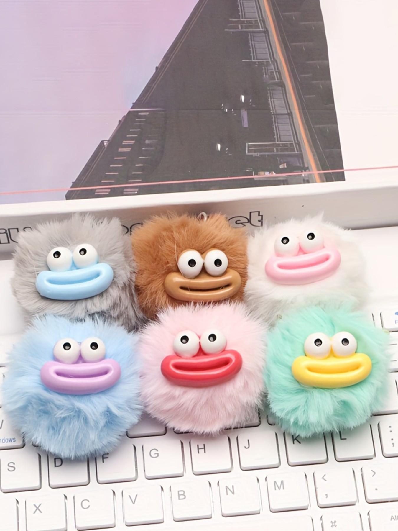 6pcs Cute Cartoon Sausage Plush Keychains, Multifunctional Car & Bag Decor, Daily Wear, Gift for Friends & Family, All over Print
