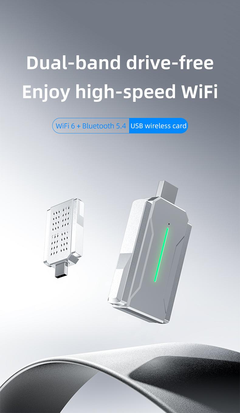 Dual-Band USB Bluetooth-compatible Wi-Fi Adapter Ax900 Wifi6, Compatible with Desktops & Laptops, 5GHz(600 Mbps)+2.4GHz(286 Mbps), Wireless Network