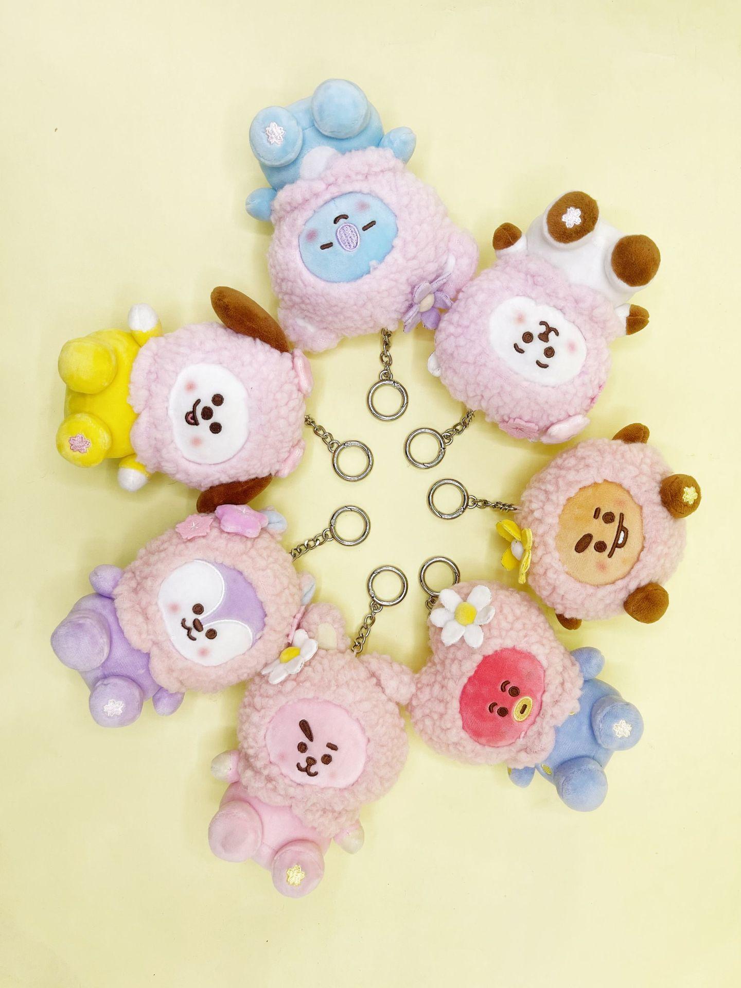 Anime Cartoon Bt21 Sakura Series Plush Toy Dolls Cooky Shooky Chimmy Backpack Keychain Accessories Home Decor Ornaments Gift