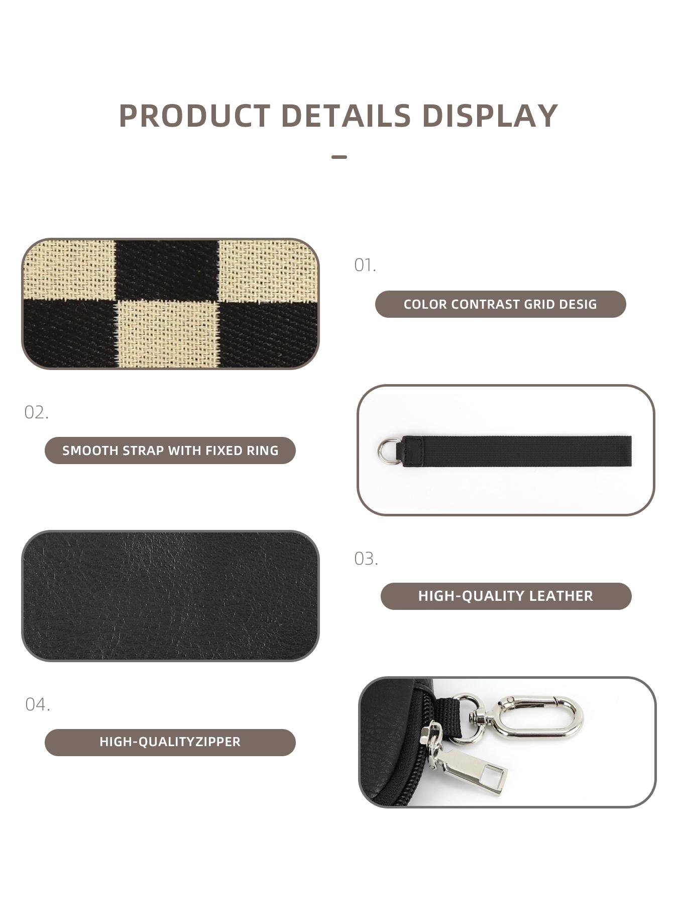 Women's Checkered Pattern Zipper Short Wallet with Detachable Keychain, Casual Versatile 2 in 1 Wristlet Wallet, Trendy All-match Card Holder for Daily Use, Credit Card Holder