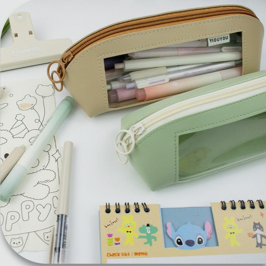 New Shell Transparent Pen Bag, Unisex Japanese Style, Large Capacity, High Aesthetic, Simple Design, Slight Color Difference