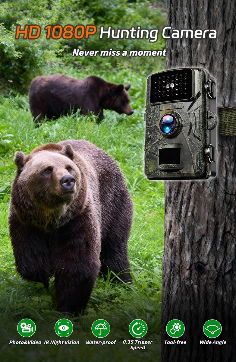 1080P Hunting Camera, Waterproof Night Vision Mini Spy Camera, Outdoor Wildlife Monitoring, Includes 32GB SD Card, Optional