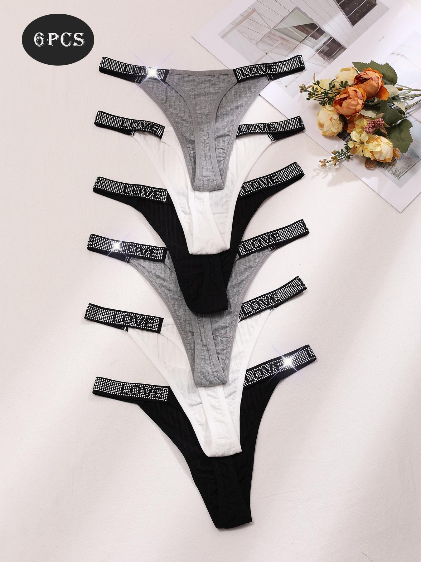 6PCS Diamond-encrusted modal comfort panties