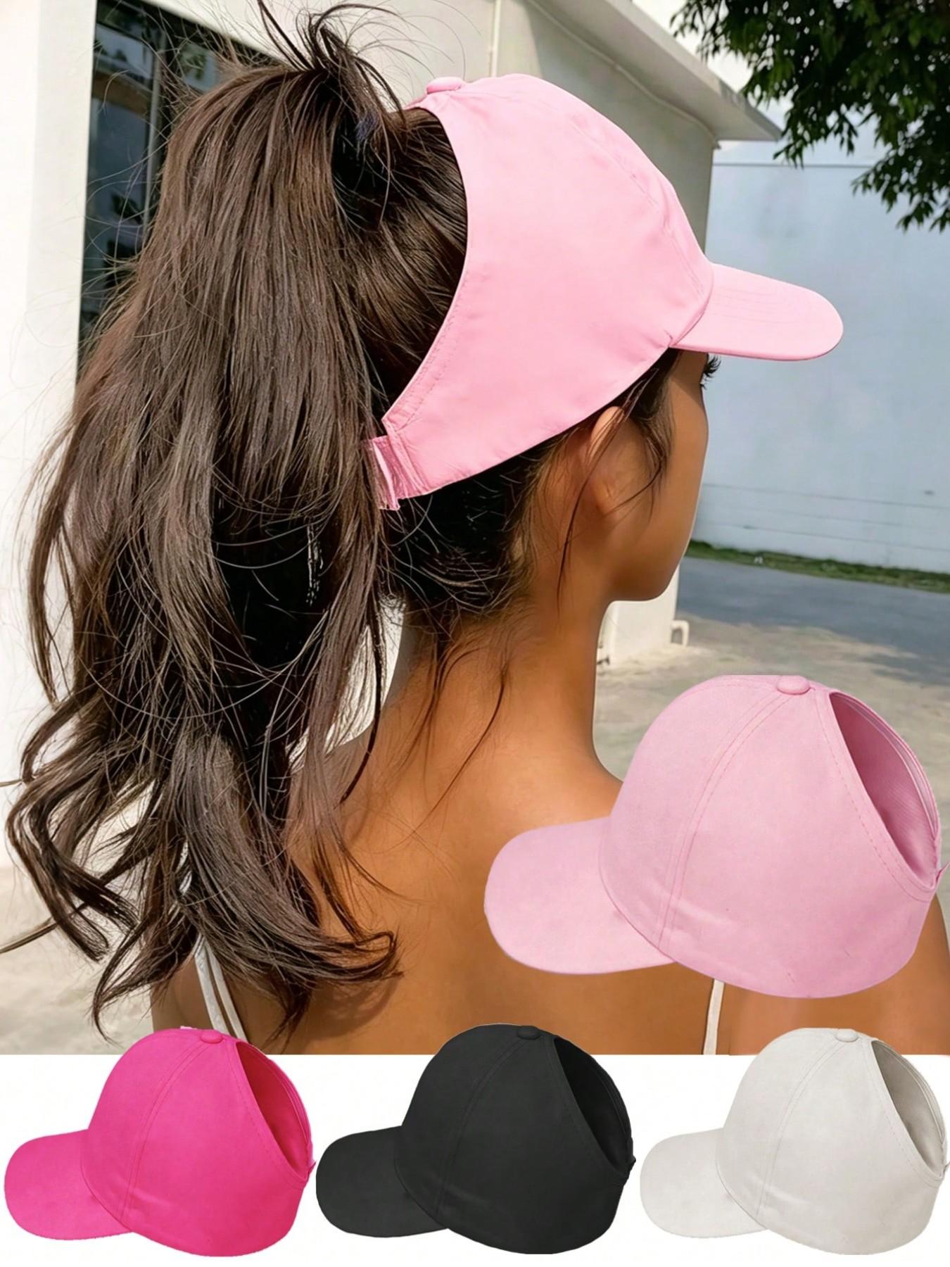 1pcs Women's Ponytail Baseball Cap, Casual Messy Bun Ponytail Hat, Lightweight Peaked Cap, Sun Hat, Fashionable Sun Hat, Suitable For Outdoor Sports And Casual Daily Wear, Lightweight Adjustable Cap