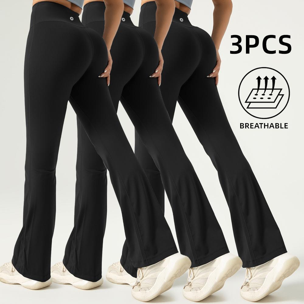 Women's High Waist Solid Compression Flare Leggings,Air-Butter 3.0 Fabric,Tummy Control,Solid Comfy Breathable Wide Waistband Flare Pants for Yoga Gym Workout, High Stretch Yoga Legging,Spring Outfits 2025