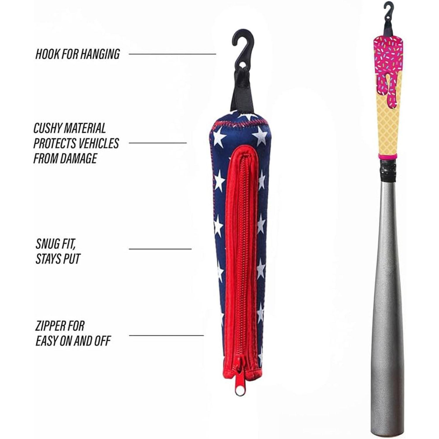 Baseball Bat Handle Cover, Baseball & Softball Handle Cover Cushy Zippered Sleeve for Grip Replacement, Bat Grip Wrap, Vehicle Protector