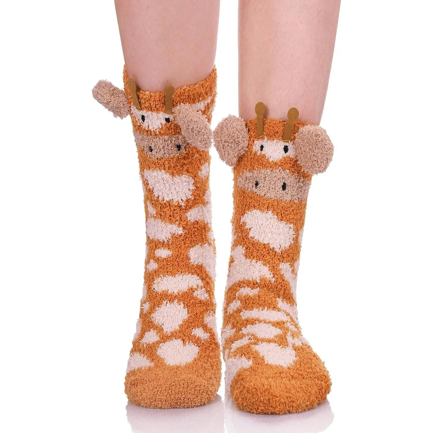 Fuzzy Slipper Socks for Women - Warm Cozy Plush Fluffy Winter Sleeping Socks with Cute Animal Christmas DesignsGift