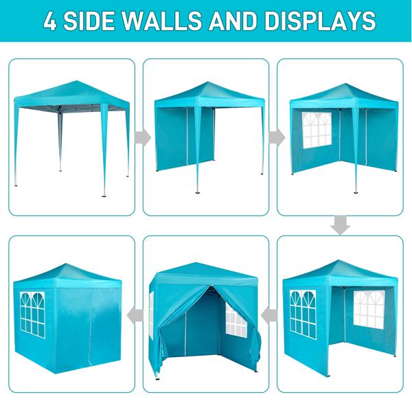 6.5X6.5FT Two Doors & Two Windows Practical Waterproof Right-Angle Folding Tent Lake blue