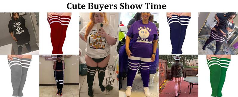 Plus Size Womens Thigh High Socks for Thick Thighs- Extra Long Striped Thick Over the Knee Socks- Leg Warmer Boot Socks thigh high socks plus size thigh socks