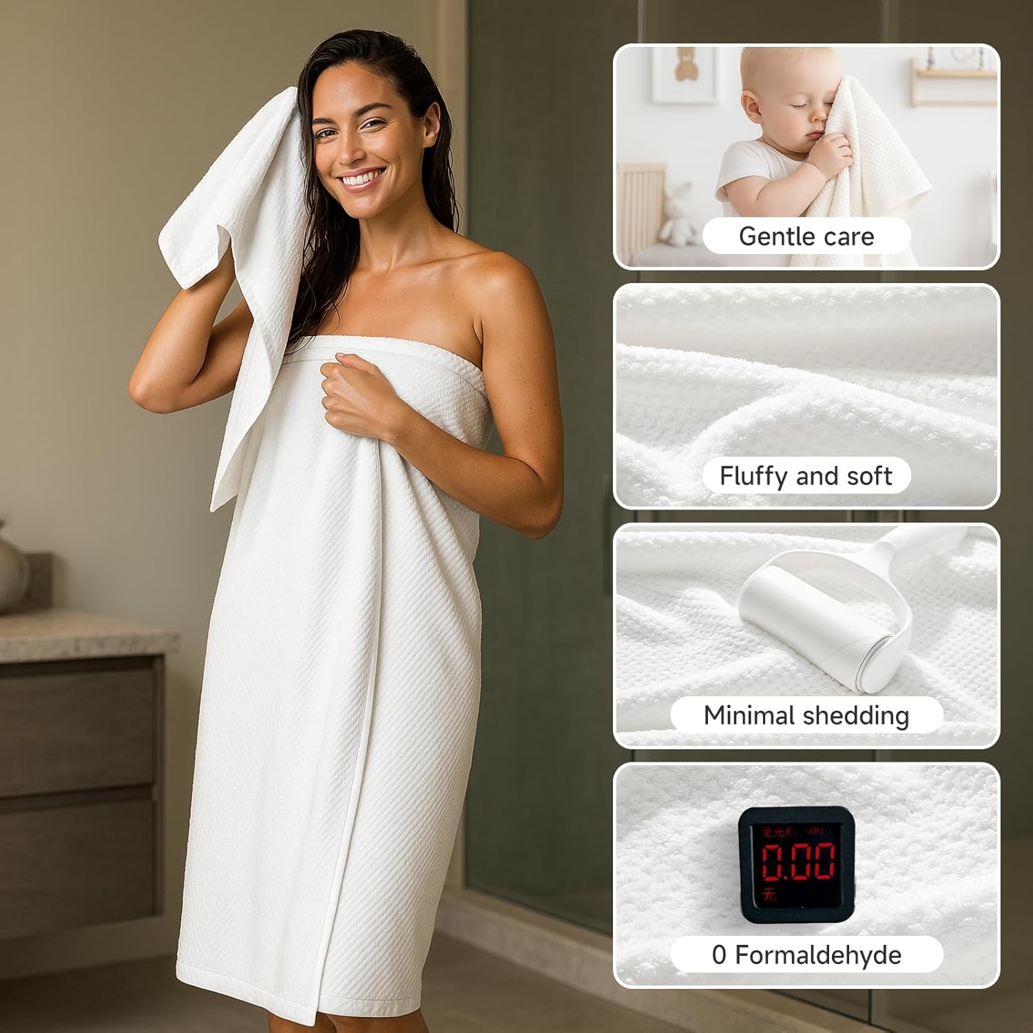 Ultra Soft 6 count Towel Set,  White Towels for Bathroom, Highly Absorbent, Quick Dry, Lightweight Bath Towels Set Collection, Includes 2 Bath Sheets, 2 Hand Towels, 2 Washcloths