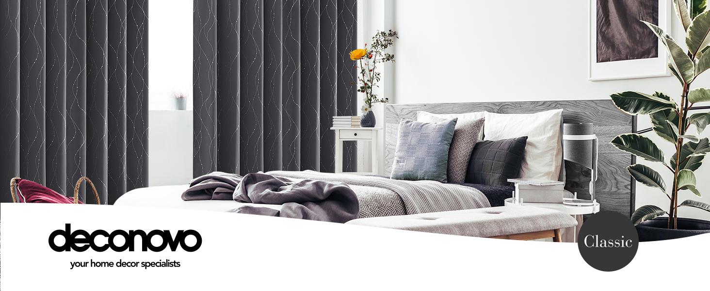 Deconovo Silver Dots Pattern Blackout Curtains (2 Panels & Grommet) - Thermal Insulated,Soundproof Printed Drapes for Living Room, Bedroom, Sliding Glass Door and Office