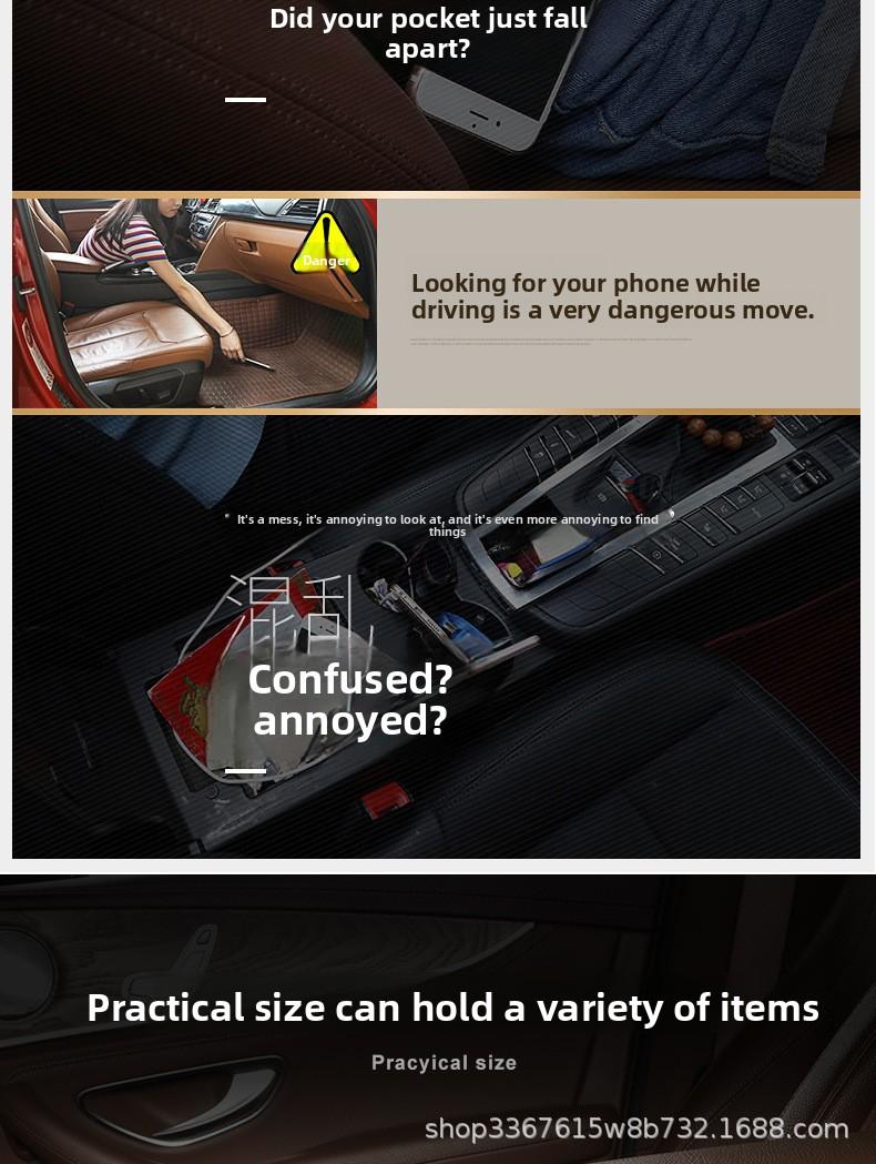 Car Seat Side Storage Box Car Interior Organizer Tray with Non Slip Mat for Phone Wallet Small Items Car Accessories for Auto Vehicles