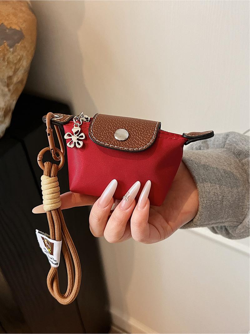 Mini fashion handbag dumpling bag Longxiang bag creative color matching change lipstick storage bag small hanging bag ultra mini nylon dumpling bag coin purse hanging decoration card bag key headphone lipstick storage bag Crossbody Purses