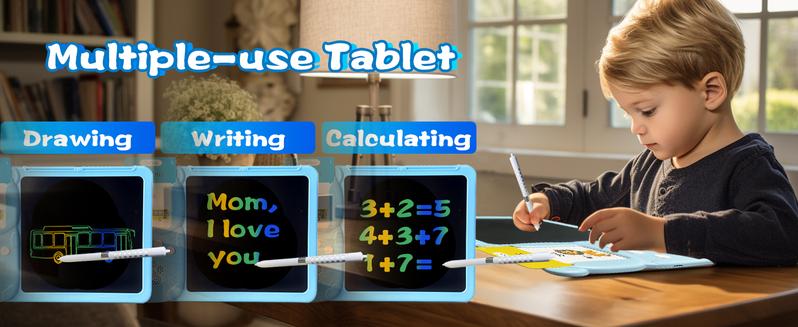 English & Spanish LCD Writing Tablet - Tri-Mode Language Switch with Flash Cards Three-in-One Design, Durable & Erasable, Eye Protection, Ideal for Autism Therapy - Perfect Holiday Gift for Home Learning Charging Kid Portable Screen Rechargeable Toddler