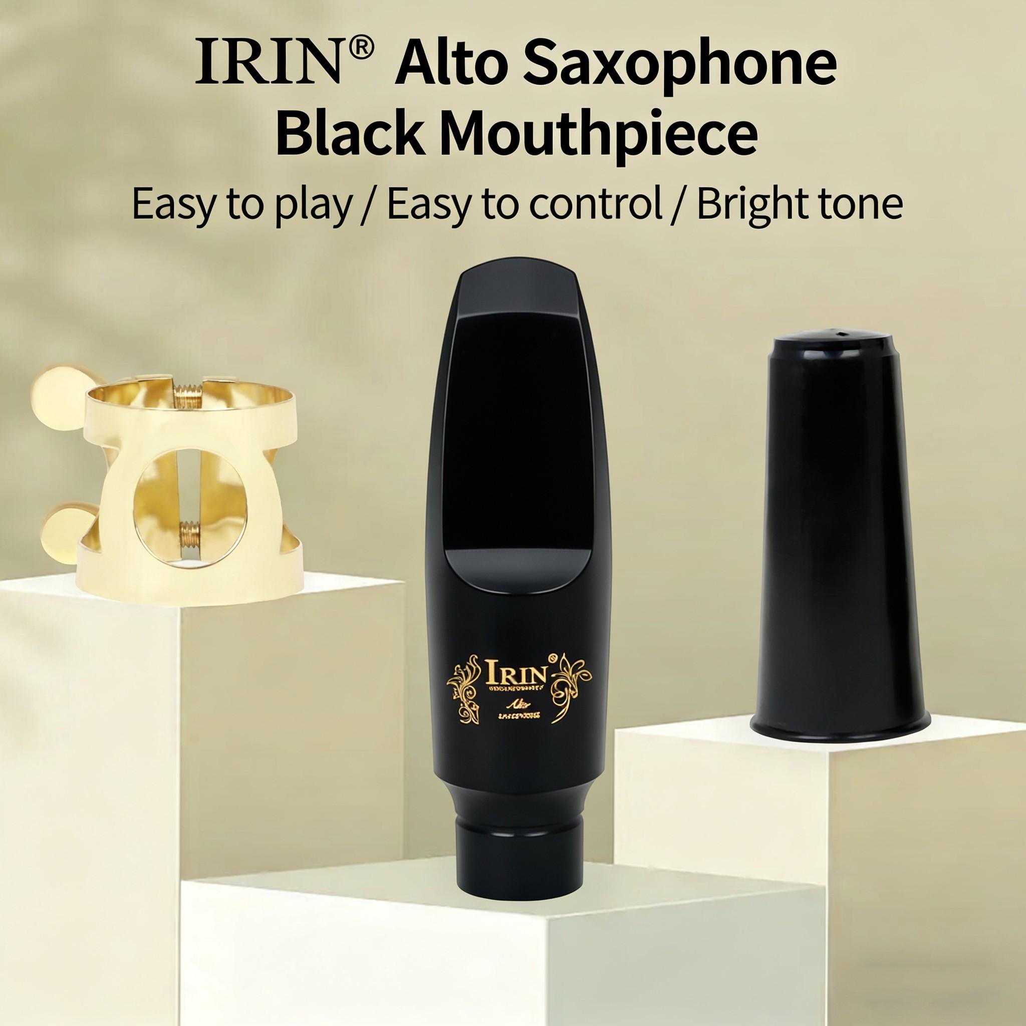 Irin Abs Alto Saxophone Mouthpiece Set, Includes Reed Cap and Clip, Transparent Plastic Box, Professional Saxophone Accessories