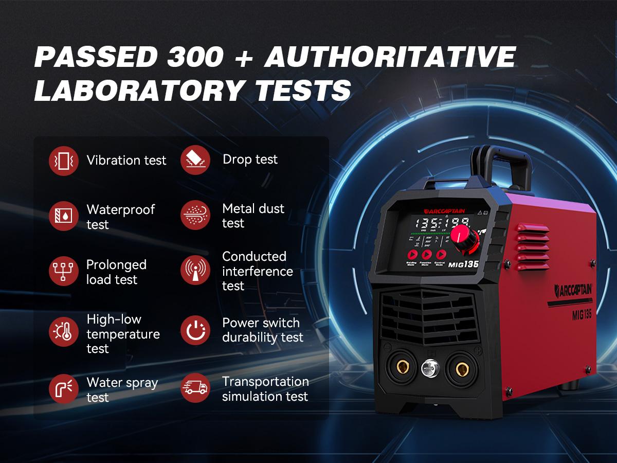 ARCCAPTAIN 135A MIG Welder, 2025 Newest [Large LED Display] 110V Welder Flux Core MIG, Lift TIG, Stick, 3 in 1 Welding Machine Gasless MIG Welder Machine 110V, IGBT Inverter Welder with Synergy, 2T/4T
