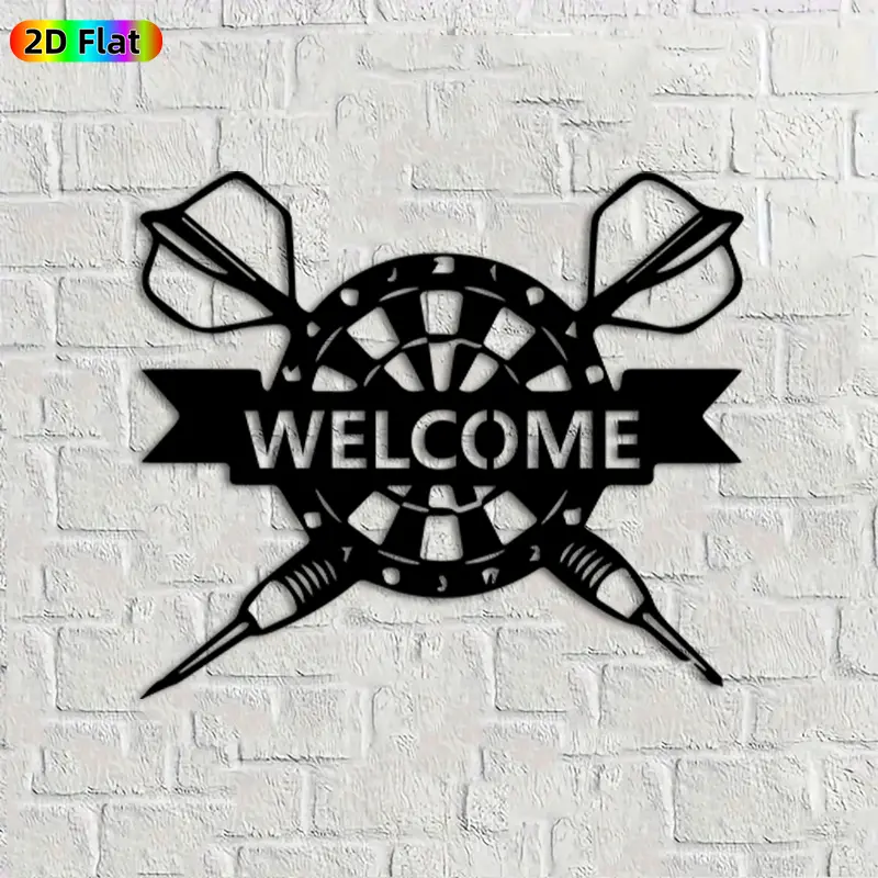 1pc Dartboard & Darts Metal Wall Art, Vibrant Dartboard Statue Mural, Ideal Gift for New Year, Christmas, Dart Game Enthusiasts, Rust-Resistant Metal Wall Decor Wall Sculptures, Perfect for Patio Wall & Garden Fence, Eye-Catching WelcomeDecor