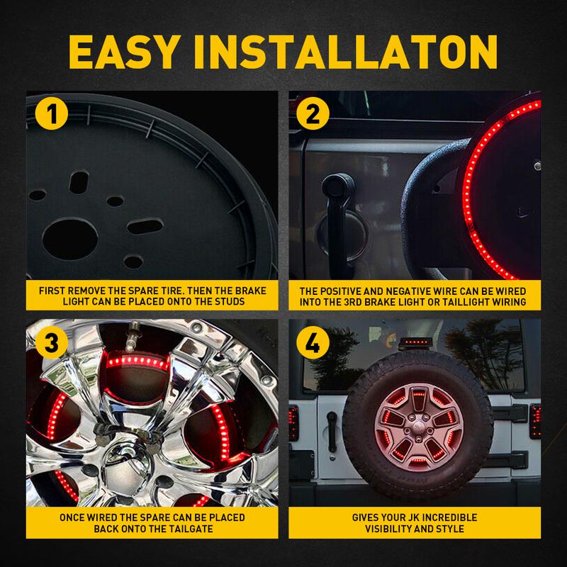 Tire Spare Brake Light Tail Light Fit Jeep Wrangler 86-2021 LED 3rd Lamp