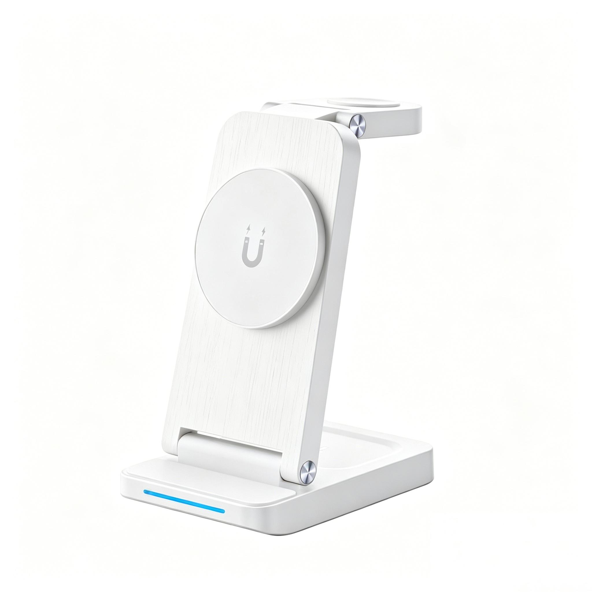 15w Folding Magnetic Wireless Charger, Fast Charging for iPhone 16-12, Iwatch 1-9, AirPods 3/2/pro, Portable Wireless Charger