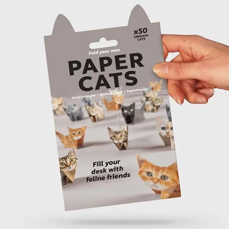 50 Pcs DIY Cat Dog Origami Set, Foldable 3D Cute Paper Craft Kit, Papercraft Figures, Handmade DIY Activity, Party Holiday Gift, Creative Christmas Present
