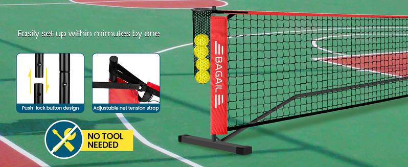 【Holiday Haul】BAGAIL Portable Pickleball Net Set, 22 FT Regulation Size Pickle Ball Net with Ball Collector, Carry Bag, Easy Setup for Outdoor Indoor Driveway family sport Training Equipment Baseball Bat