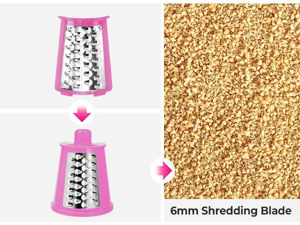 SUSTEAS Retro Green/Pink 5-Blade Rotary Veggie Chopper – Stainless Steel Mandoline Slicer & Grater, BPA-Free. Effortless, Efficient Kitchen Prep Tool