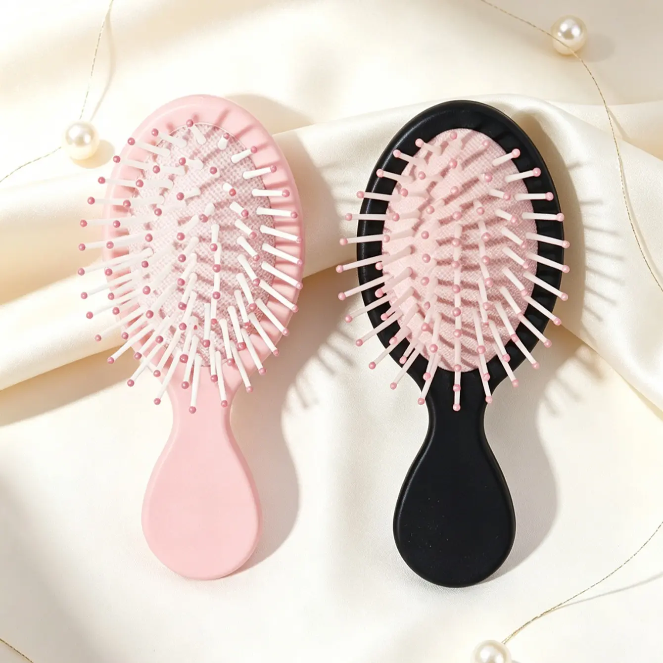 2-Pack Multi-Color Mini Cushion Hair Brush, Exfoliating Massage Comb, Portable Travel Hair Brush, Essential Brush, Suitable for All Hair Types