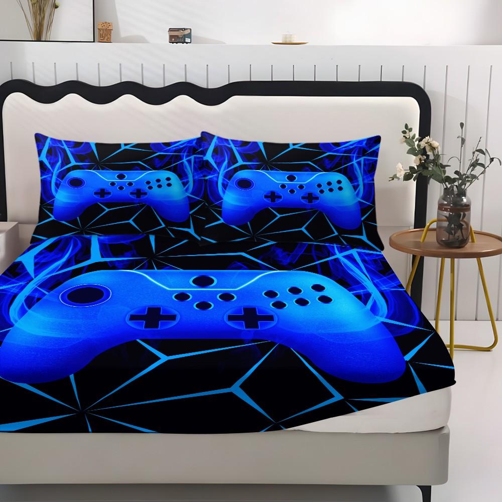Gaming Controller Bed Sheet Set, High-Quality Fabric, All-Season Lightweight, Trendy Bedroom Linen, Comfortable Sleep, No Padding