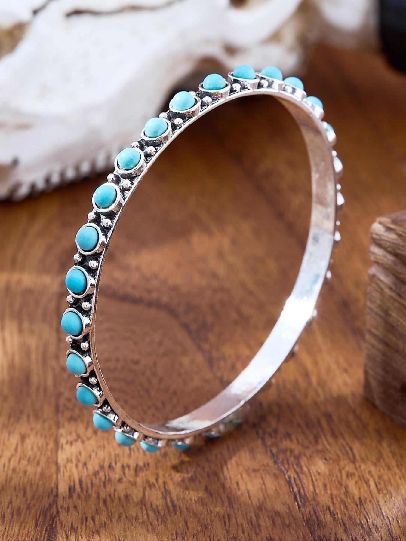 Adjustable Turquoise Decorative Cuff Bracelet for Women, Western Cowgirl Jewelry, Blue Turquoise Jewelry, 1pc Sleeveless Handband