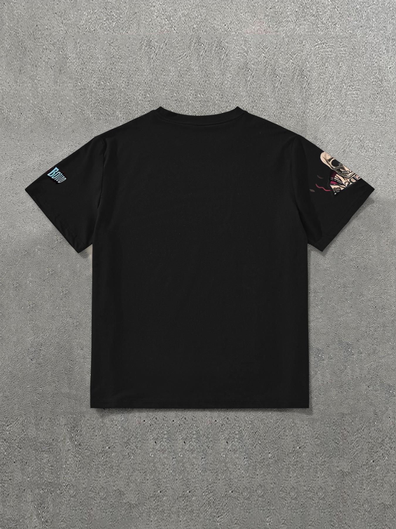 Racing Skull Print T-Shirt, Streetwear Style, Men's & Women's Casual Tee, Five Sizes Available, Versatile Fashion for Various Occasions