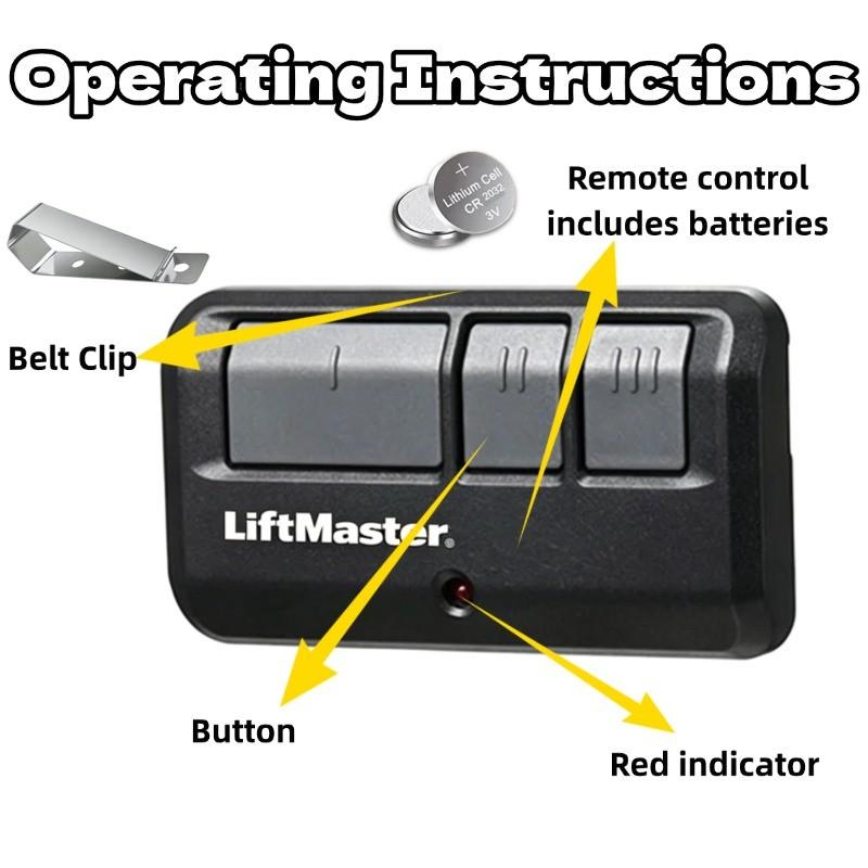 Liftmaster 893max Universal Garage Door Remote, Multi-Frequency (310/315/390MHz), Keychain with Sunshade Clip, Compatible with Myq & Security+ 2.0