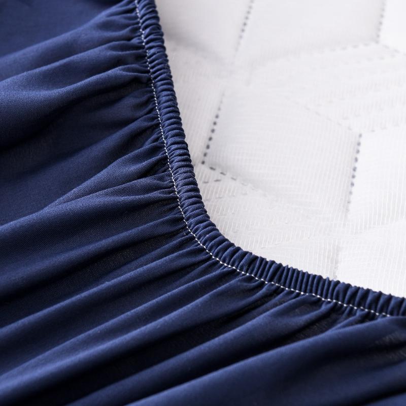 Waterproof Quilted Fitted Sheet Set - 3 Pieces (1 Mattress Cover + 2 Pillowcases), Deep Pocket, Navy Blue
