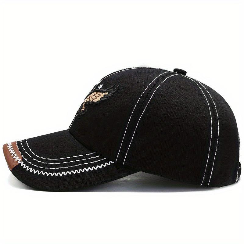 Eagle Embroidered Baseball Cap Fitted Snapback Hats for Men and Women, Trendy Streetwear Breathable Casual Outdoor Hat, Embroidered Caps