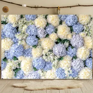 Hydrangea Flower Backdrop Tapestry Wall Hanging Photography Background Elegant Floral Banner for Wedding Bridal Shower Birthday Home Party Wall Decor Polyester Fabric