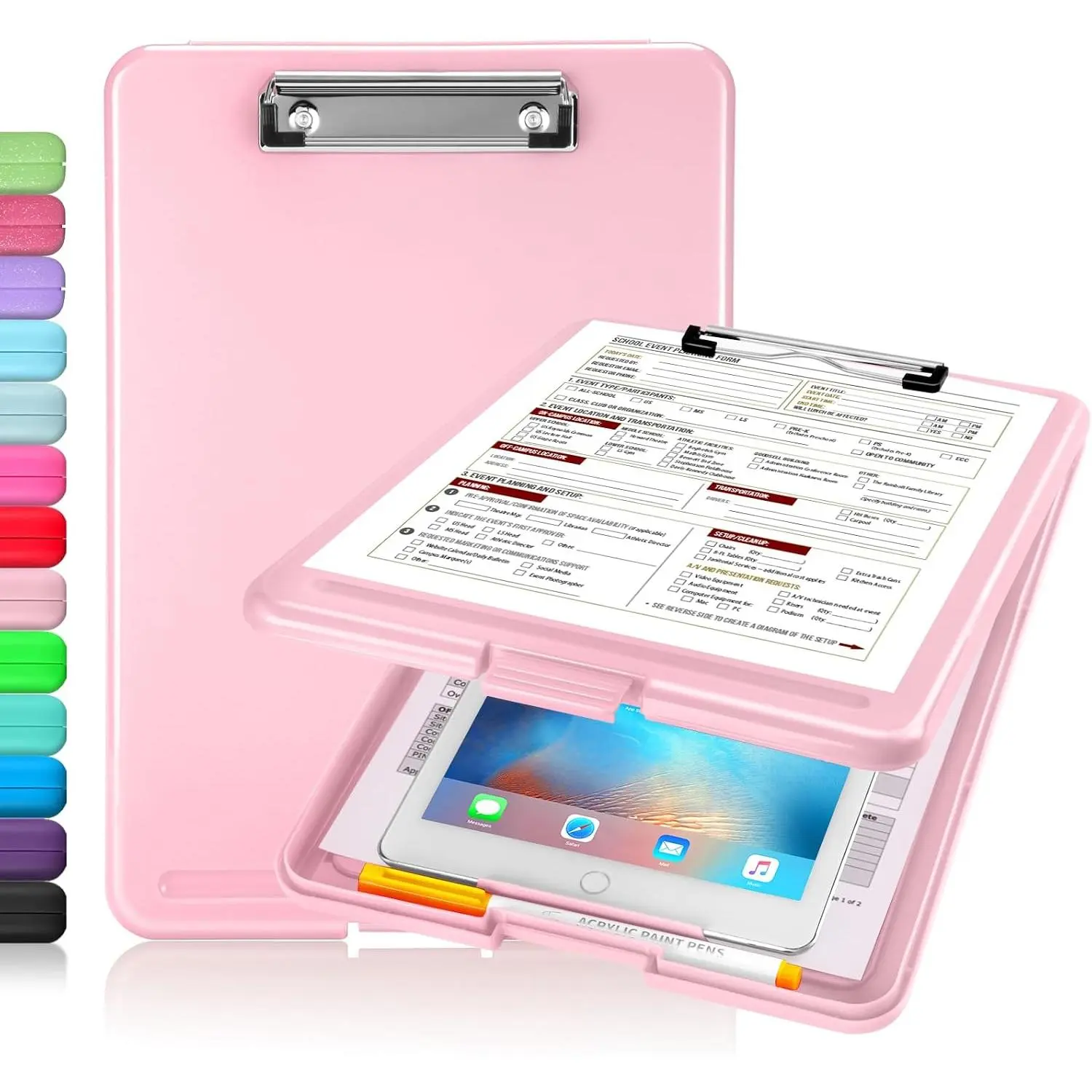 Clipboard with Storage, Plastic Nursing Clip Board, 8.5" x 11", Work| Sturdy Clipboards Foldable, Cute Hanging Clip Board Case, Teacher, Classroom Must Haves, Office School Supplies, Women & Men