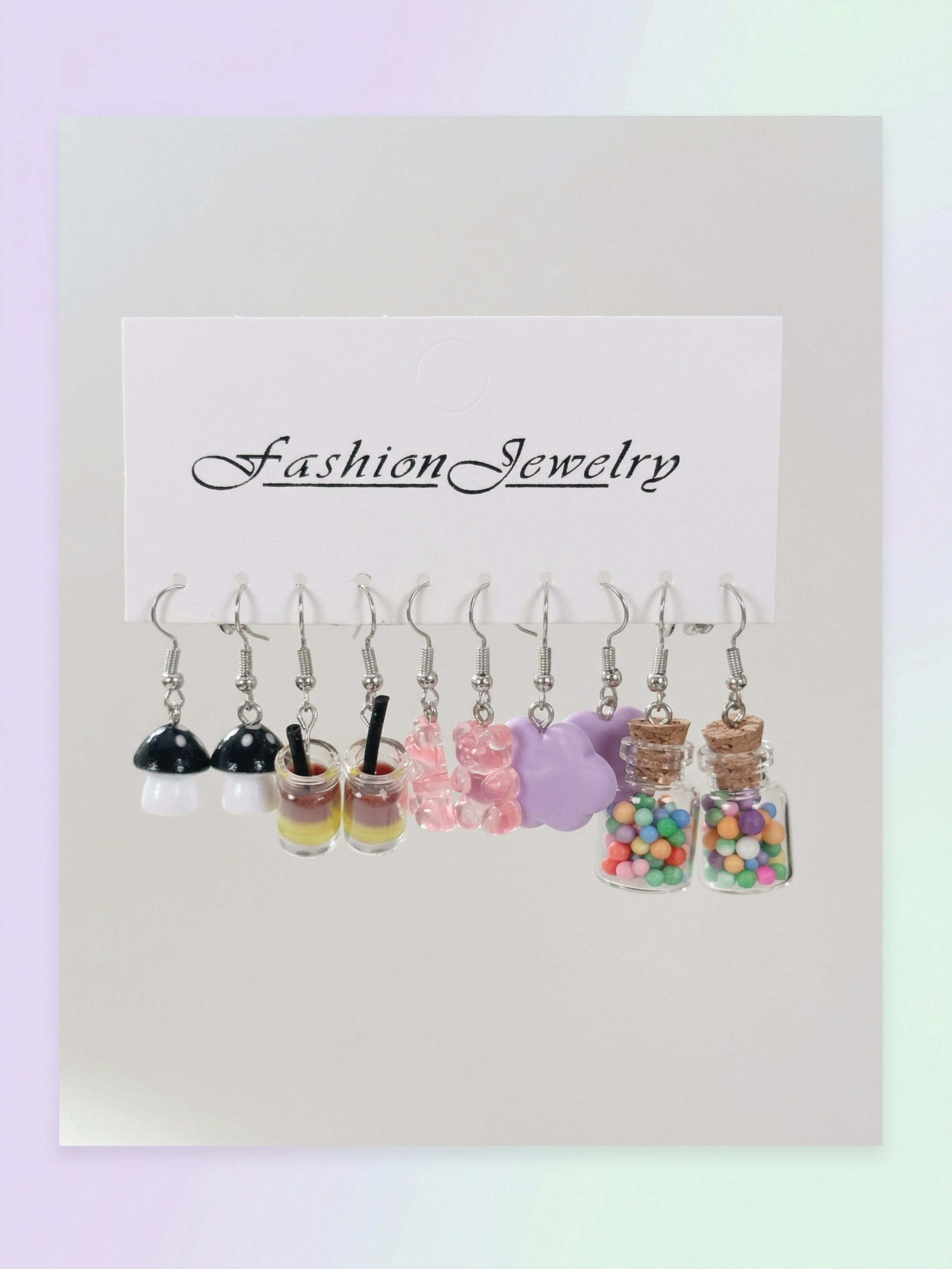 30pcs Fun Series Earrings Set, Cloud Duck Heart Grape Design, Cute Fashion Jewelry for Women, Unique Gift Idea