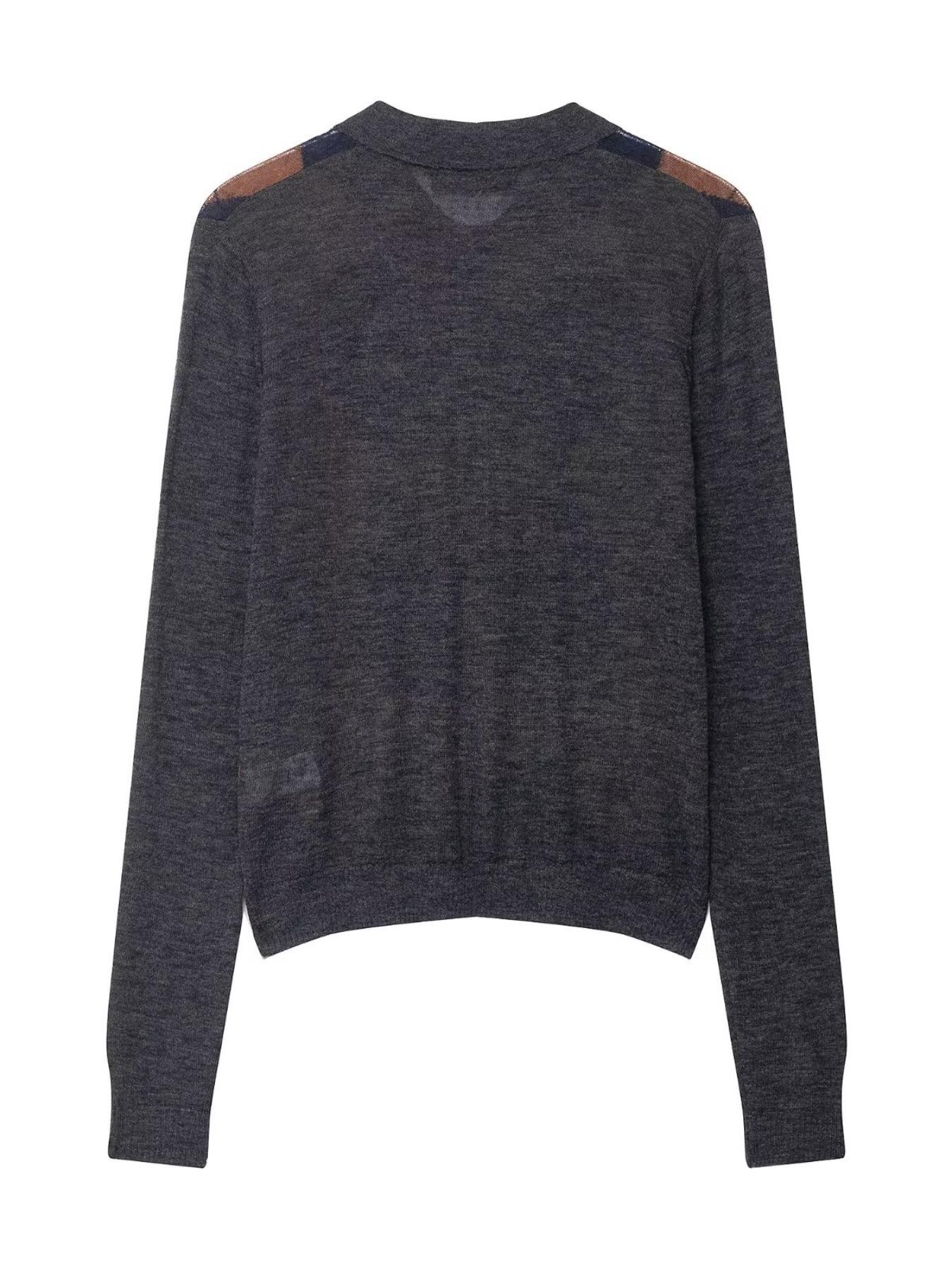 Women's Diamond Plaid Button Front Long Sleeve Knit Sweater, Slim Fit Pullover, Stylish Fall & Winter Fashion, Comfortable and Warm, Knitwear, Knitted