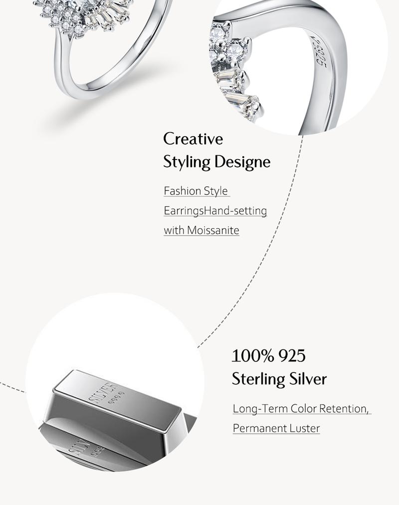 Luxury Pear Cut 1.0CT Synthetic Moissanite Promise Ring for Her Wedding Bands for Women R117