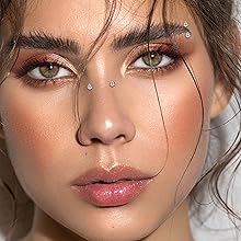 Fake Eyebrow Ring, Fake Lip Labret Studs, 100pcs Sticker, Non-Piercing Nose Rings, Silver Color, 3mm 4mm 5mm, Daily Wear Jewelry