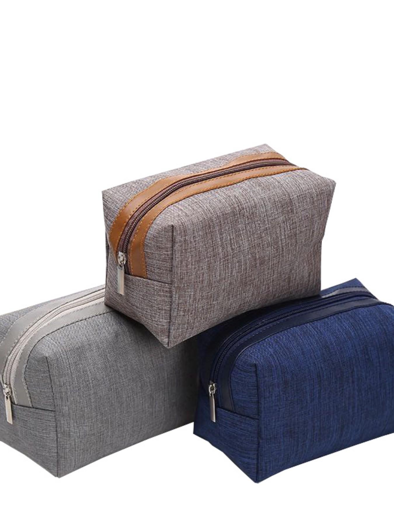 Large Capacity Striped Makeup Bag, Fabric with PU Waterproof Travel Case, Portable Outdoor Brush Organizer, Essential Beauty Accessory