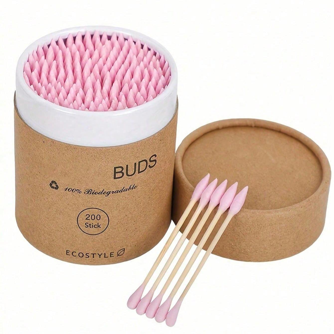Eco-Friendly Bamboo Cotton Swabs, 200pcs Soft Disposable Dual-Ended, Perfect for Makeup Removal, Ear Cleaning, Nail Art, Handmade Crafts